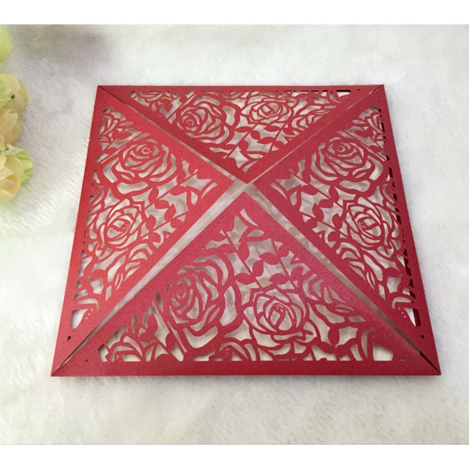 White Rose Invitation Card Wedding Invitation With Envelope Laser Cut Paper